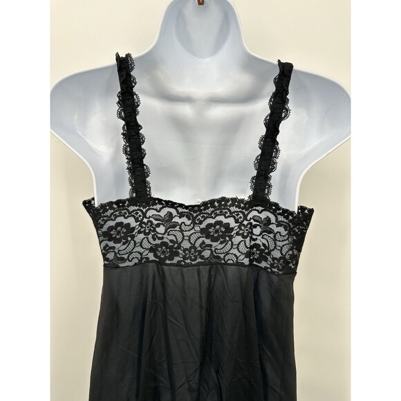 Vanity‎ Fair Nightgown Vintage Womens Size 34 Black Lace Bust Bow Detail Layered - Picture 4 of 11